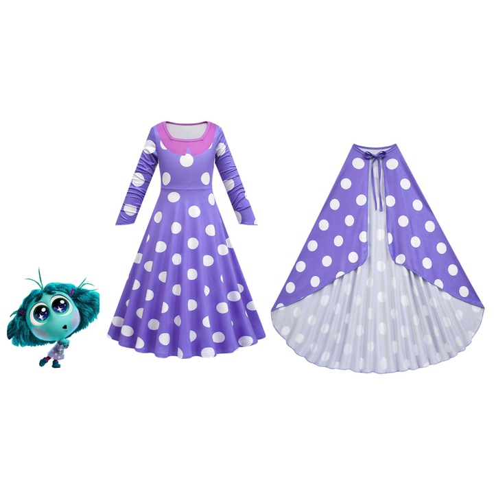 Costum cosplay Inside Out, Mumu-Envy, rochie + capa, 160cm