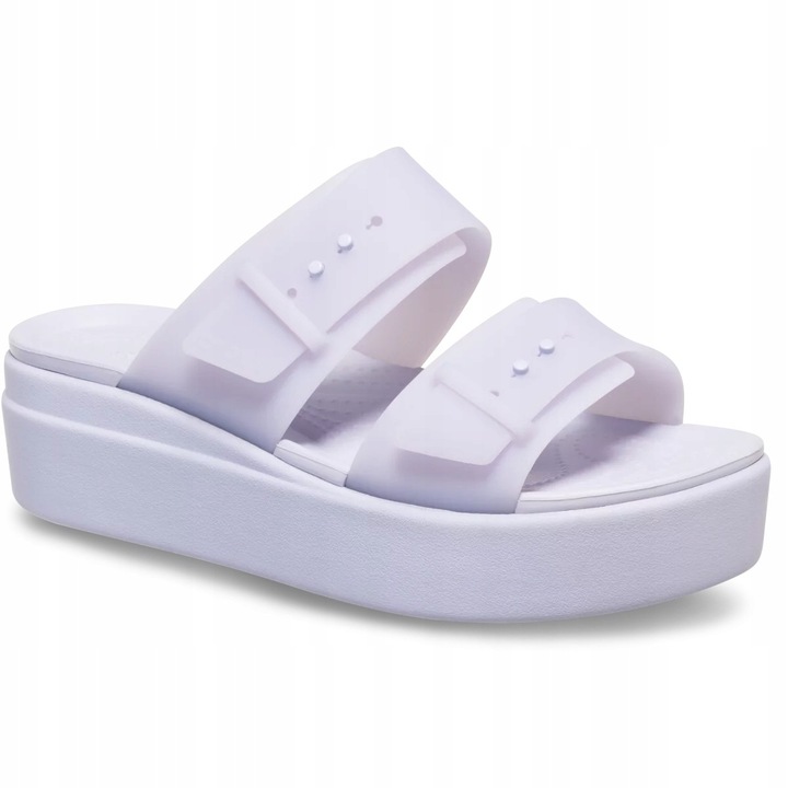 Crocs, Жени, сандали на платформа, Brooklyn Buckle Frosted Low Wedge 2dwqf10980, Purple Moon, Виолетов