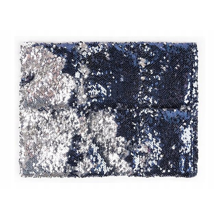 Perna Senzoriala Ponderata cu Paiete Sensory Owl, Terapie ADHD, Autism, 2 kg, 30x40 cm, Bleumarin/Argintiu