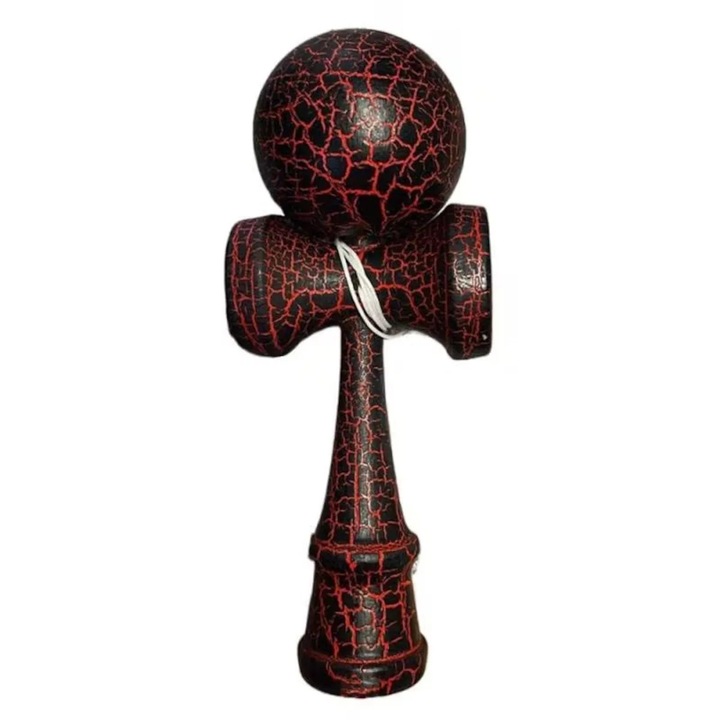 Profesionális fából készült kendama 2 csészével, 19x7 cm, piros-fekete ABYZ