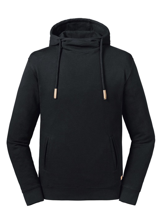 Hanorac cu gluga, K-off, 100% bumbac pure organic, buzunare laterale, Negru
