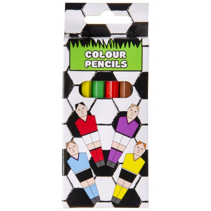 Set creioane colorate din lemn, Luka, 6 culori, 9cm, ambalate in cutie cu suspendare