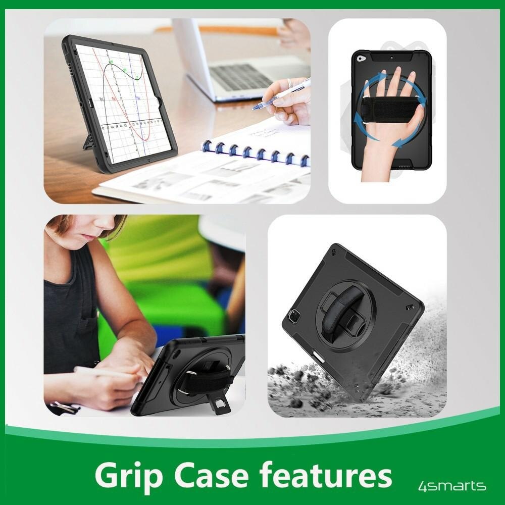 Carcasa 4smarts Rugged Case Grip compatibila cu iPad 11 (2025), Negru