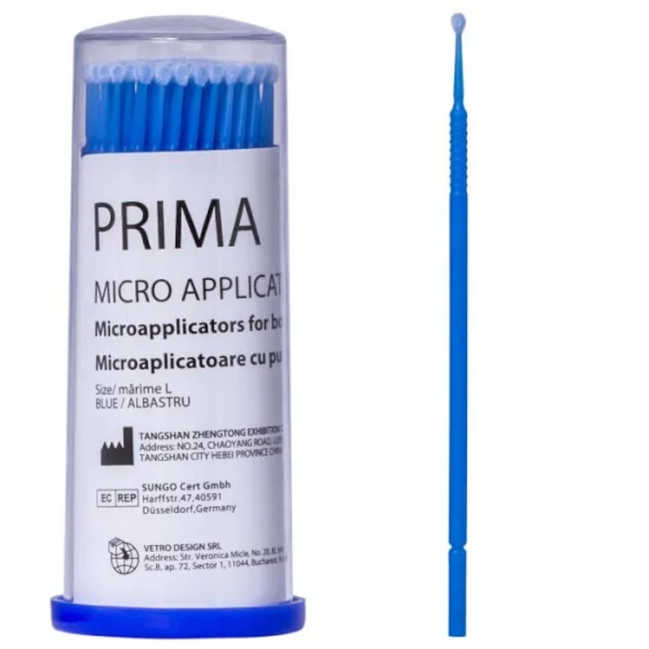 Microaplicatoare cu puf pentru bonding demineralizant, Prima, set 100 buc, alb, marimea S