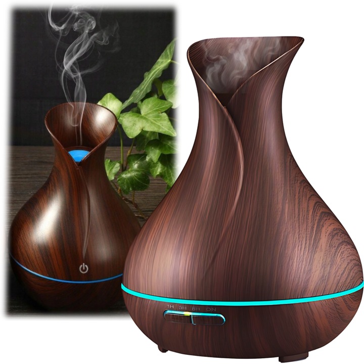 Luka ultrahangos aromaterápiás párásító, 400ml, sötét fa szín