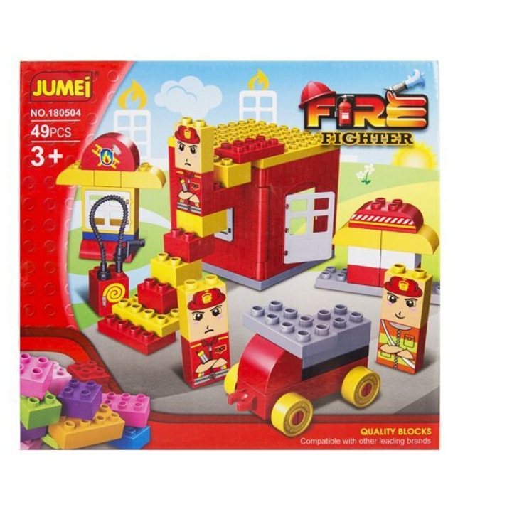 Строителни комплекти Kathay-Haster, Klocki Jumei, 49 елемента, 28x26см, многоцветни