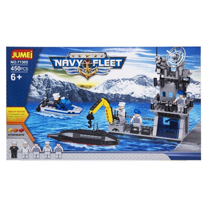 Конструктор Kathay-Haster Navy Fleet, 450 елемента, 47x28см, 5 фигурки войници