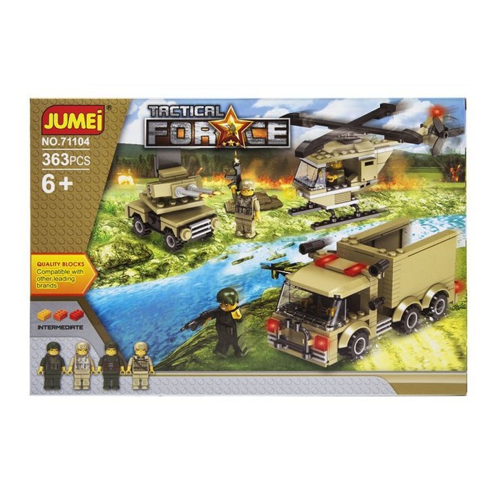 Строителни комплекти Kathay-Haster Tactical Force, 363 елемента, 38x26см, многоцветни