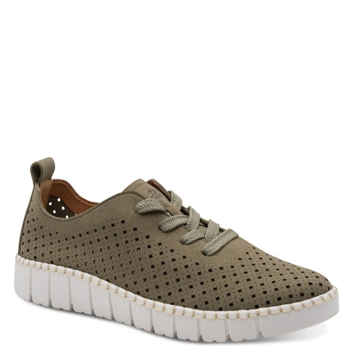 Jana Jana pantofi sport de damă, verzi măslinii, cu șireturi și perforații 23650-46-722 07777