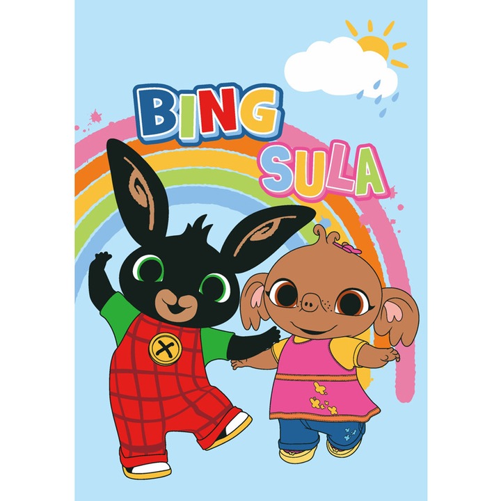 Patura pentru copii Bing si Sula, Aymax, 100x150cm, fleece, albastra