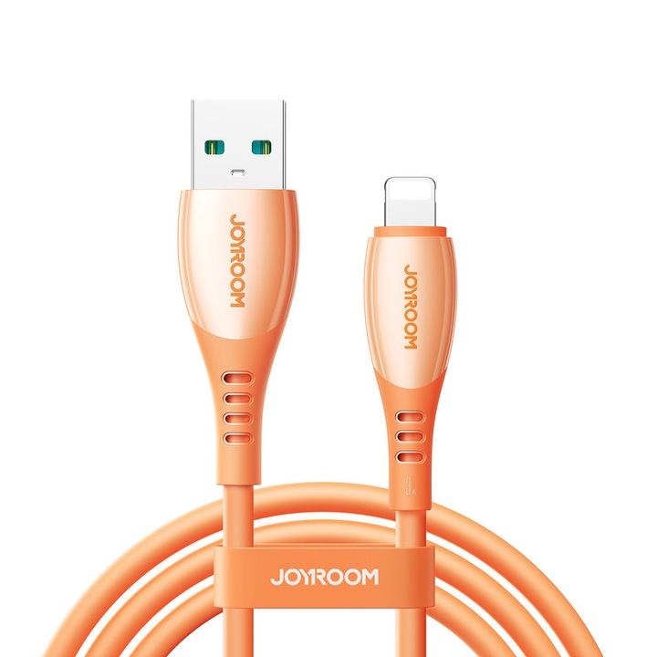 Cablu pentru incarcare si transfer de date Joyroom S-A59 Vibrant Series, USB/Lightning, 3A, 480Mbps, 1.2m, Portocaliu