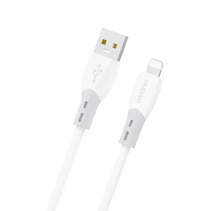 Cablu pentru incarcare si transfer de date Dudao L25SL, USB/Lightning, 30W, 480Mbps, 1m, Alb