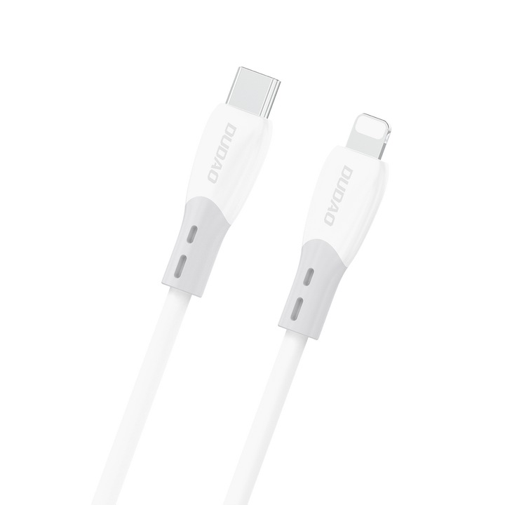 Cablu pentru incarcare si transfer de date Dudao L25SX, USB-C/Lightning, 30W, 2m, Alb
