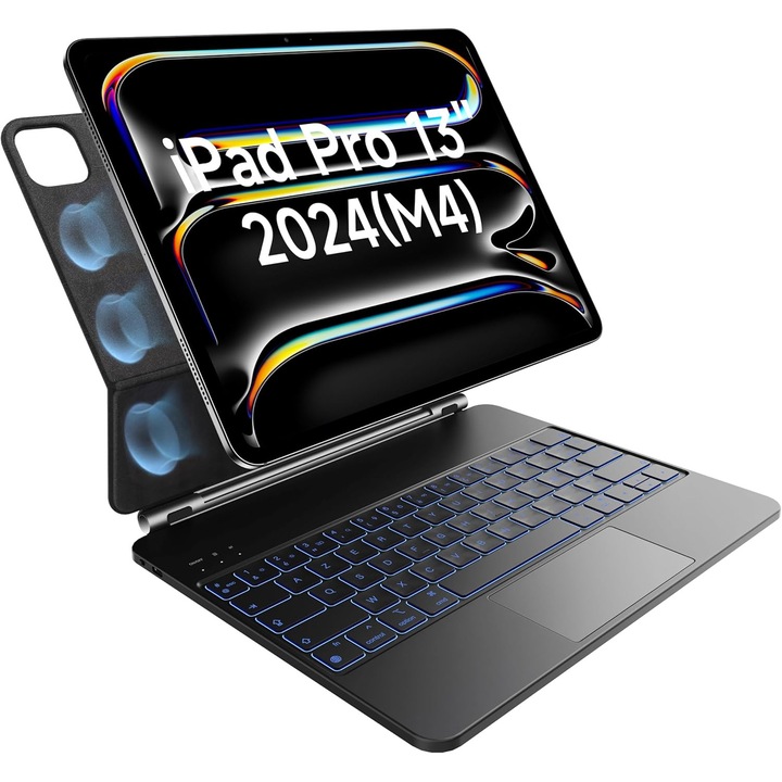 Husa cu tastatura pentru iPad Pro 13 M4 HOU MF12 AZERTY touchpad iluminata