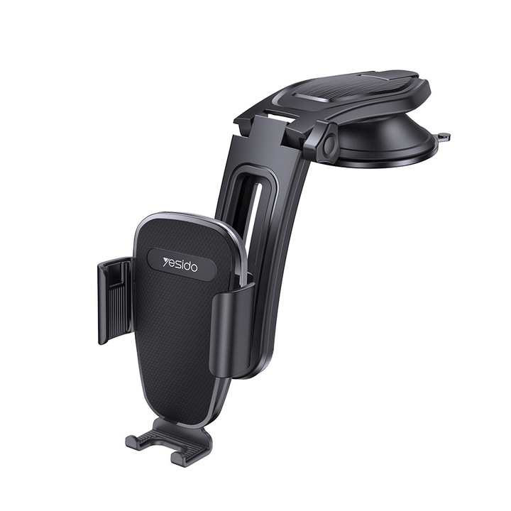 Suport auto pentru telefon, Yesido C130, Montaj bord, Ventuza, Ajustabil, Negru