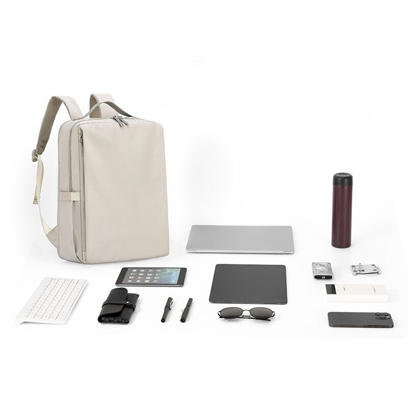 Geanta pentru laptop de 15 inch, amortizare cu perna de aer, design ergonomic, confortabila si respirabila, impermeabila si rezistenta la abraziune, stilata si eleganta, 30 x 13 x 41 cm, alb murdar