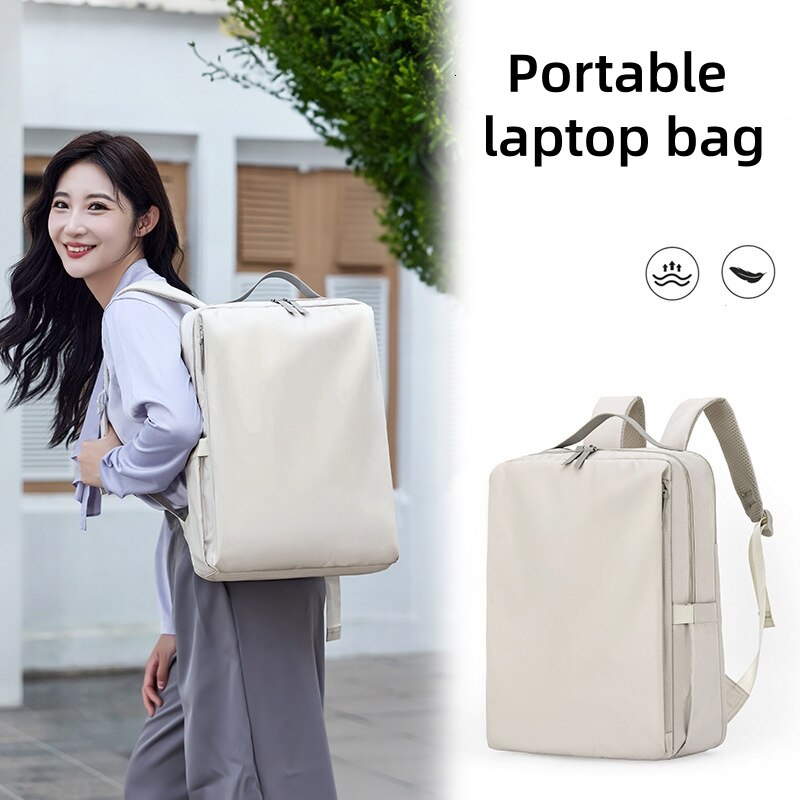 Geanta pentru laptop de 15 inch, amortizare cu perna de aer, design ergonomic, confortabila si respirabila, impermeabila si rezistenta la abraziune, stilata si eleganta, 30 x 13 x 41 cm, alb murdar