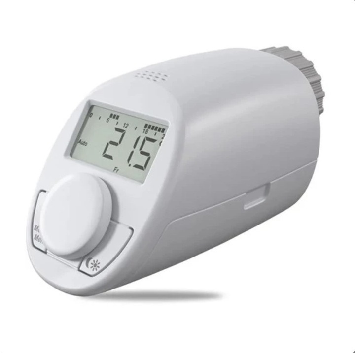 Cap Termostatic Digital pentru Calorifer eQ-3 Model N, Programabil, Functie Boost, Protectie Anti-Inghet, Alb