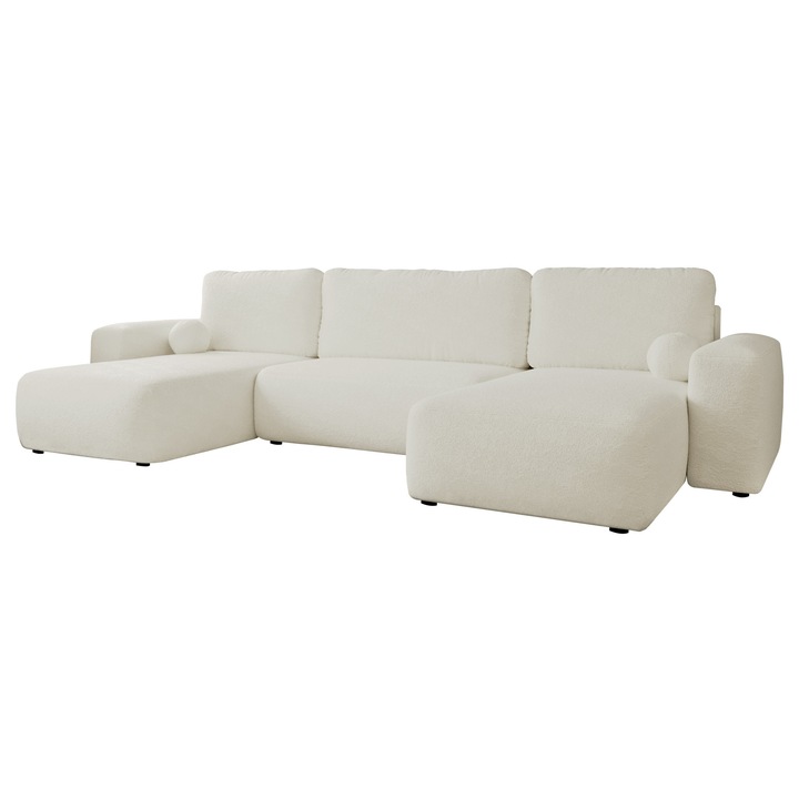 Coltar living modern Atolgi Boucle, 6 locuri, MIRJAN 24, crema, 177x316x94 cm