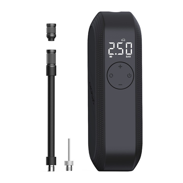 Помпа за велосипед Cycplus A14, 150 PSI, 2000mAh, LED дисплей, USB-C, Черна