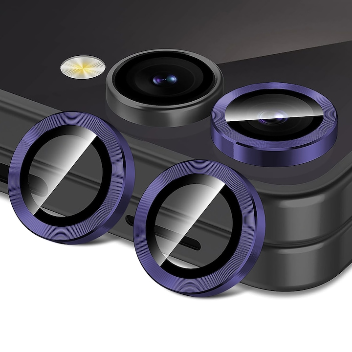 Протектор за обектива на камерата, съвместим със Samsung Galaxy Z Flip5, CASEY STUDIOS™ MaxDefense+, Ultra HD, против пръстови отпечатъци, против надраскване, против удари, тъмно лилав