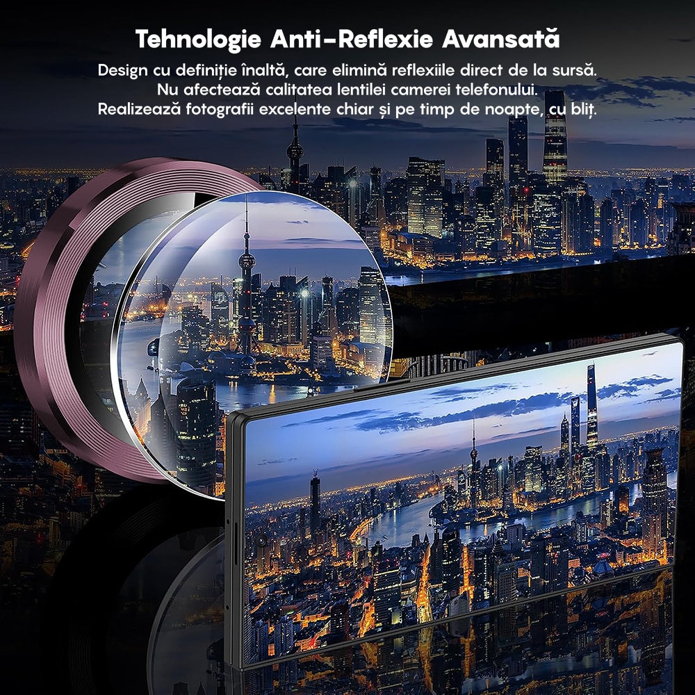 Folie Protectie Lentile Camera compatibila cu Samsung Galaxy Z Fold6, CASEY STUDIOS™ MaxDefense+, Ultra HD, Anti Amprente, Anti Zgarieturi, Anti Socuri, Roz