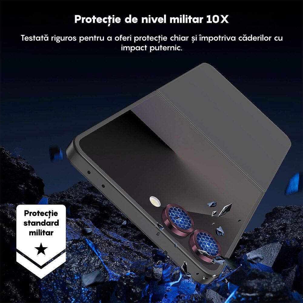 Folie Protectie Lentile Camera compatibila cu Samsung Galaxy Z Flip7, CASEY STUDIOS™ MaxDefense+, Ultra HD, Anti Amprente, Anti Zgarieturi, Anti Socuri, Roz