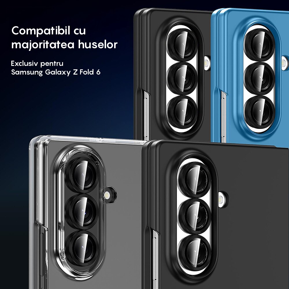 Folie Protectie Lentile Camera compatibila cu Samsung Galaxy Z Fold6, CASEY STUDIOS™ MaxDefense+, Ultra HD, Anti Amprente, Anti Zgarieturi, Anti Socuri, Negru