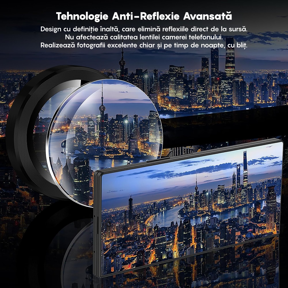 Folie Protectie Lentile Camera compatibila cu Samsung Galaxy Z Fold6, CASEY STUDIOS™ MaxDefense+, Ultra HD, Anti Amprente, Anti Zgarieturi, Anti Socuri, Negru