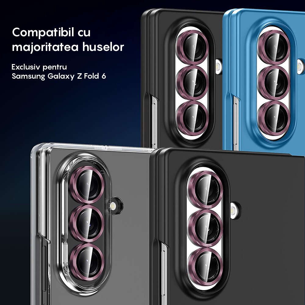 Folie Protectie Lentile Camera compatibila cu Samsung Galaxy Z Fold6, CASEY STUDIOS™ MaxDefense+, Ultra HD, Anti Amprente, Anti Zgarieturi, Anti Socuri, Roz