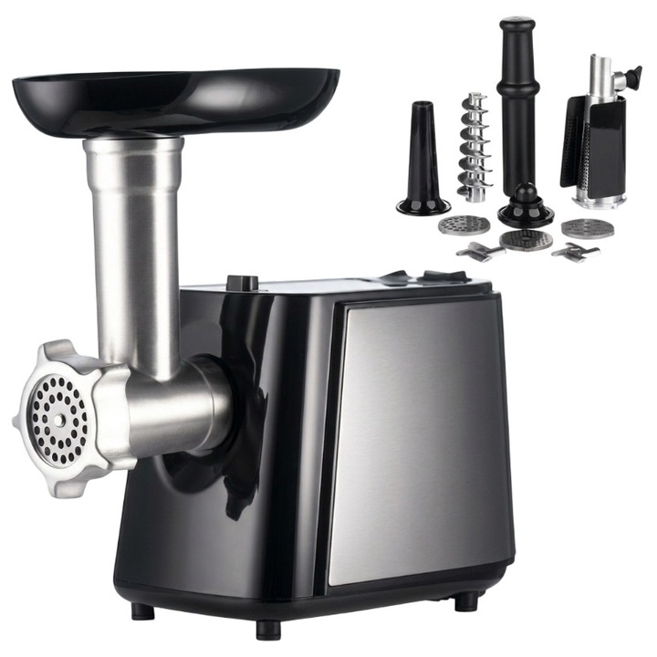 Masina de tocat carne si legume, 2000 W putere, 1.2 kg/min. procesare, 6 accesorii incluse