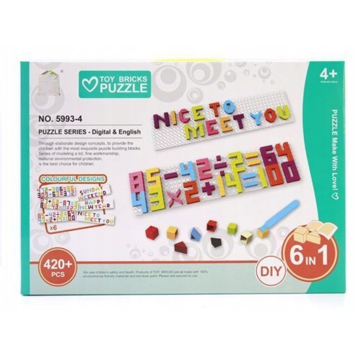 Пъзел Kathay-Haster, 420 елемента, букви и цифри, 39x5x28см, за деца над 3 години