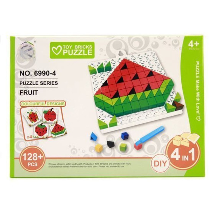 Пъзел Kathay-Haster, комплект 128 елемента, форми на плодове, 22x4x14см