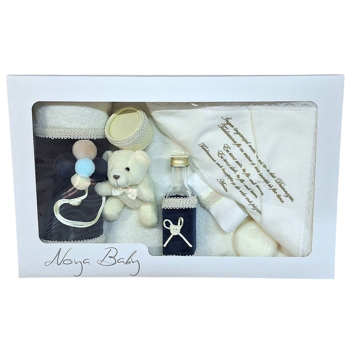 Trusou botez Turcoaz cu broderie pentru fetite, set complet pentru biserica Crem - Bleumarin TRB528TRC