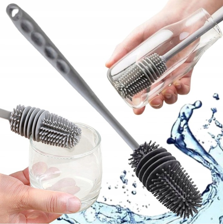 Scheta de curatare din silicon, Luka, 28cm, alb, pentru sticle si vase inguste