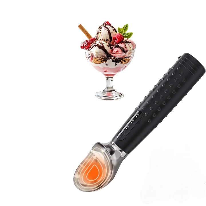 Lingura electrica pentru inghetata, incalzita, cu display LED, 160F, usor de utilizat, neagra