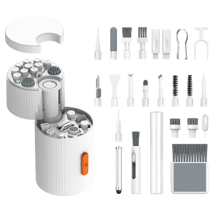 Set de curatare 23-in-1 pentru dispozitive electronice, perie de curatare pentru tastatura, kit de curatare pentru casti, design portabil