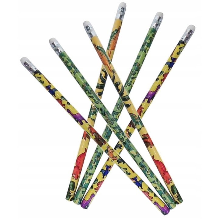 Set creioane cu guma, dinozauri, 6 bucati