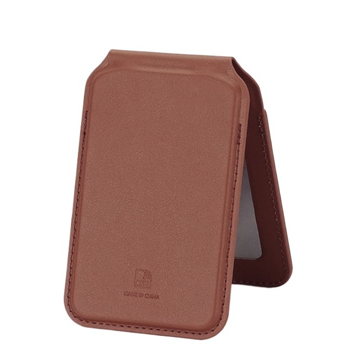 Port card cu blocare RFID, Suport ajustabil si Oglinda B-DSF991-3 07, Maro, 10x6.5x1