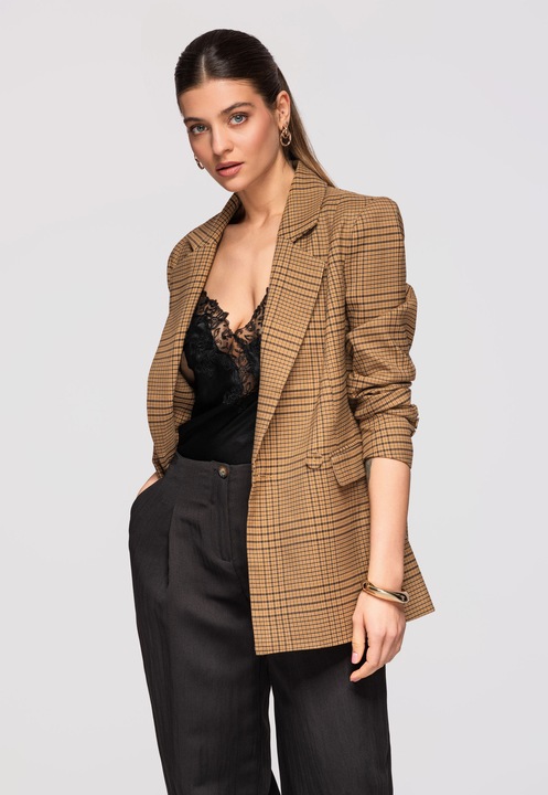 Sacou lung in carouri LARICA OW-BLZB-0112, Maro