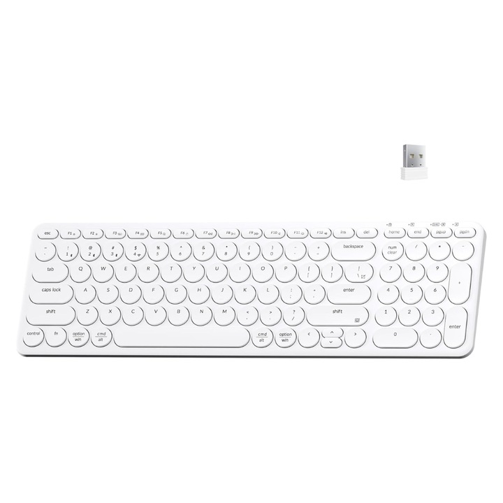 Безжична мембранна клавиатура Keychron B4 Pro Ultra-Slim, Bluetooth/2.4GHz, програмируема за Win/MacOS - слонова кост бяло