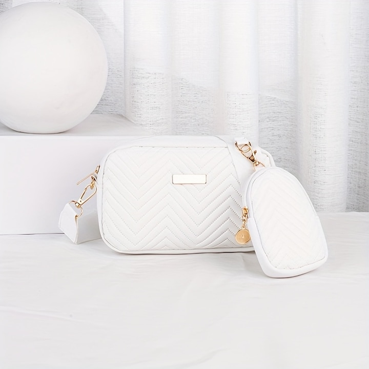 Női Crossbody táska LUXWTB pénztárcával, poliuretán, fehér