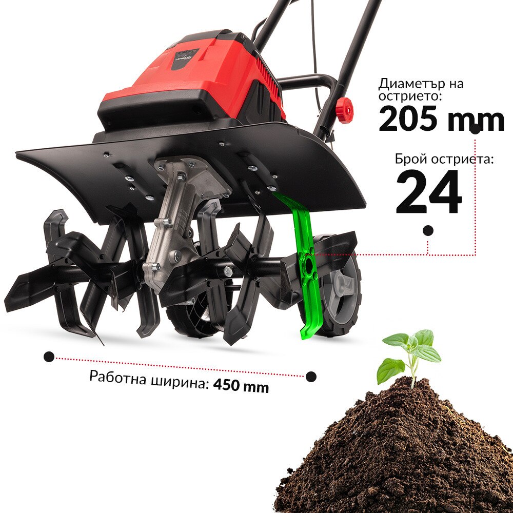 Електрическа мотофреза Lehmann Ground, мощност 1800W, 380 об./мин