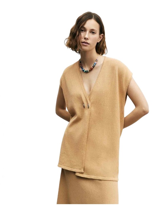 Pulover dama, Zara, Bumbac/Nylon, Bej, XS-S INTL