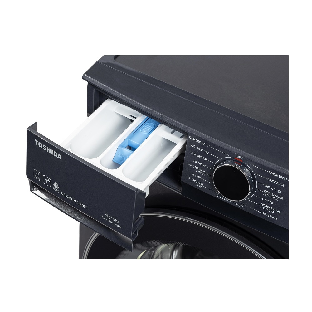 Masina de spalat rufe cu uscator Slim Toshiba TWD-T21BU90UWBK(MG), Inverter, Wi-Fi, Steam, Baby Care, Ultra Fine Bubble, Aroma+, Drum Clean, 8/6 kg, 1400 rpm, Clasa A/E, Inox inchis