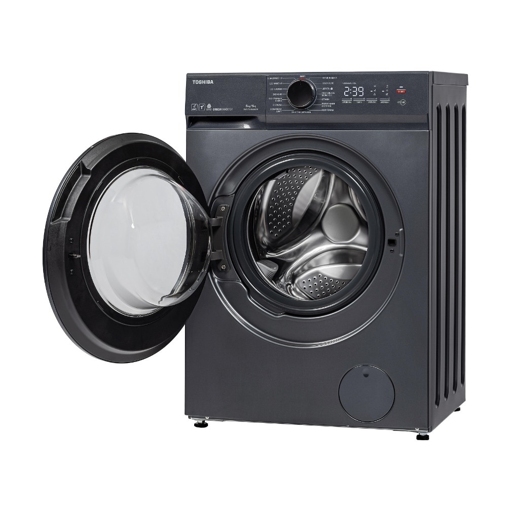Masina de spalat rufe cu uscator Slim Toshiba TWD-T21BU90UWBK(MG), Inverter, Wi-Fi, Steam, Baby Care, Ultra Fine Bubble, Aroma+, Drum Clean, 8/6 kg, 1400 rpm, Clasa A/E, Inox inchis