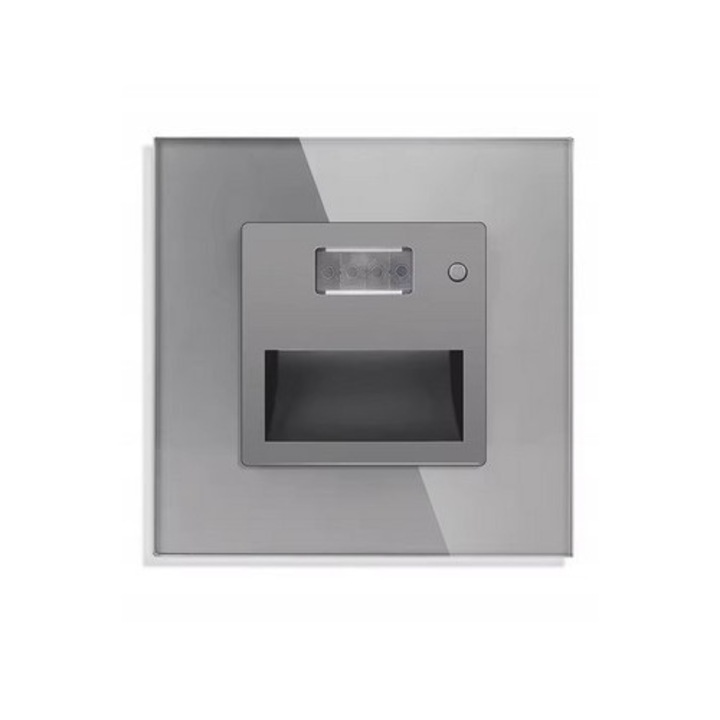 Aplica LED cu senzor de miscare, sticla, gri