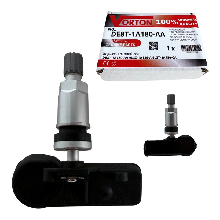 Senzor de presiune in pneuri TPMS preprogramat VORTON Supapa roata argint pentru LINCOLN USA Navigator MKZ MKX MKT MKS MKC, FORD USA C-Max Fiesta VI Focus Mk3 Fusion Edge Mustang V Expedition