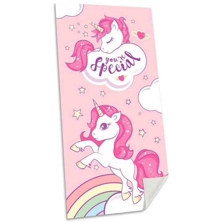 Плажна кърпа, Euroswan, еднорозец, 100% памук, 70x140cm