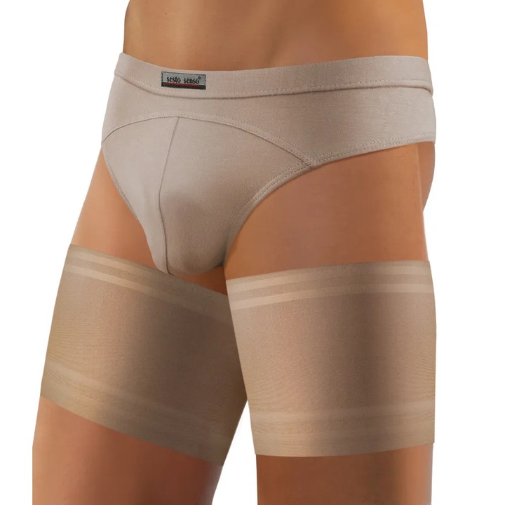 Set 2 protectii coapse pentru barbati Sesto Senso, Anti-frecare, Bej, M